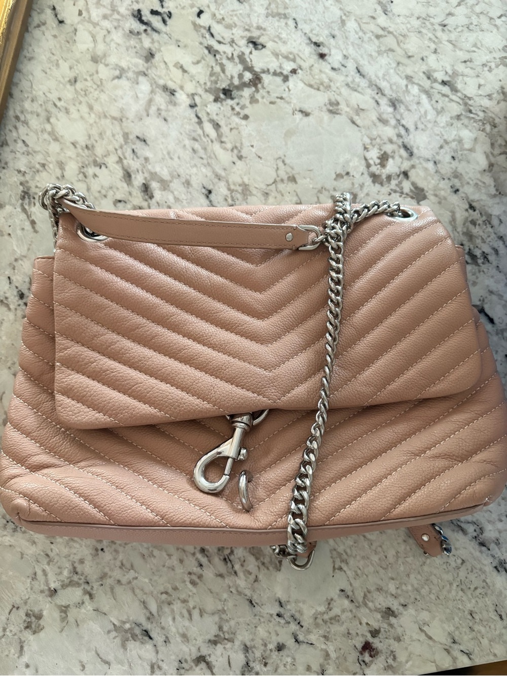 Rebecca Minkoff Quilted Chevron Shoulder Bag in Blush